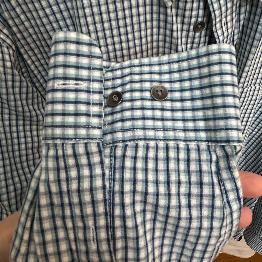 Kenneth Cole Men's Blue and White Checkered Shirt - 100% cotton - Picture 4 of 13